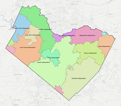 Travis County TX school district boundaries map