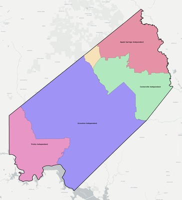 Trinity County TX school district boundaries map
