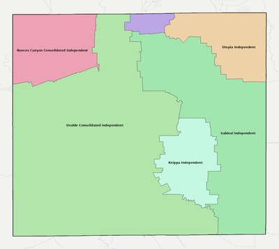 Uvalde County TX school district boundaries map
