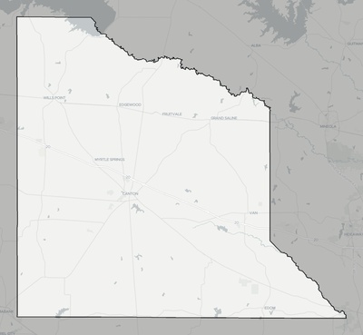 Van Zandt County TX county basemap context