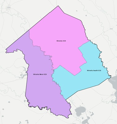 Victoria County TX townships and subdivisions map