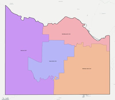 Wichita County TX townships and subdivisions map