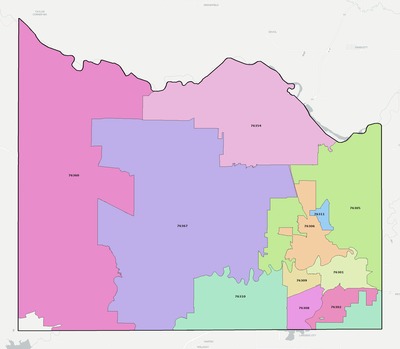 Wichita County TX ZIP code boundaries map
