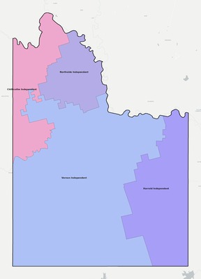 Wilbarger County TX school district boundaries map