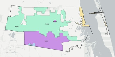 Willacy County TX ZIP code boundaries map