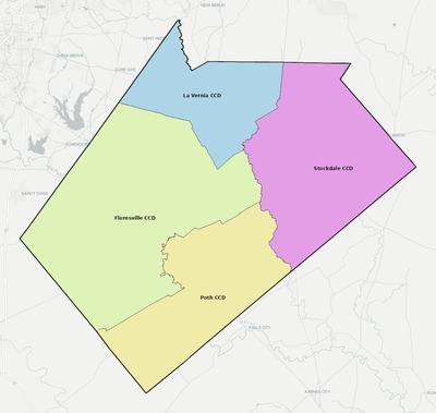 Wilson County TX townships and subdivisions map