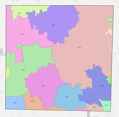 Wise County TX ZIP code boundaries map