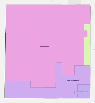 Yoakum County TX school district boundaries map
