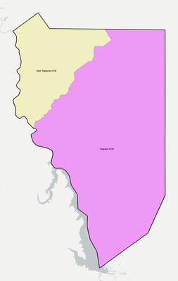 Zapata County TX townships and subdivisions map