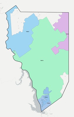 Zapata County TX ZIP code boundaries map