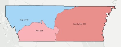 Carbon County UT townships and subdivisions map