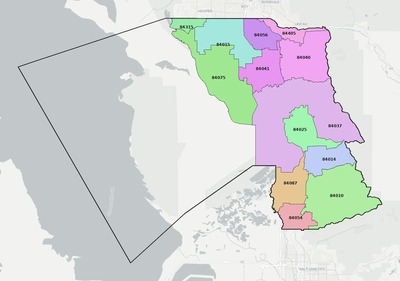 Davis County UT ZIP code boundaries map