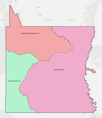Emery County UT townships and subdivisions map