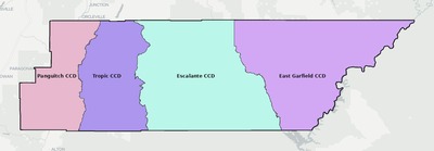 Garfield County UT townships and subdivisions map