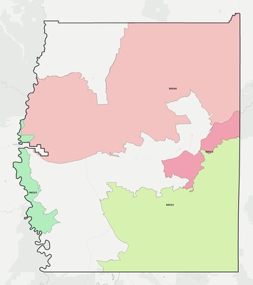 Grand County UT ZIP code boundaries map