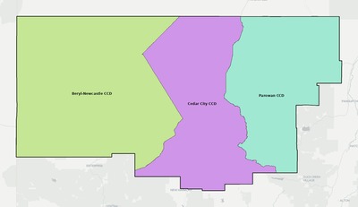 Iron County UT townships and subdivisions map