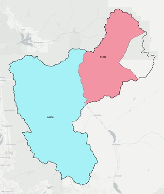 Morgan County UT ZIP code boundaries map
