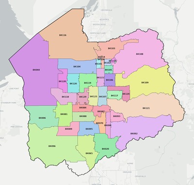 Salt Lake County UT ZIP code map preview