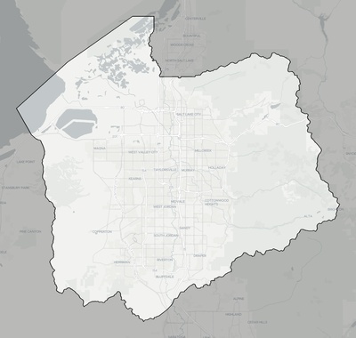 Salt Lake County UT county basemap context