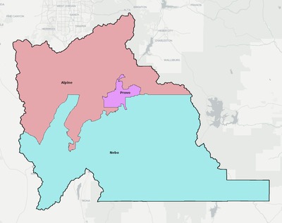 Utah County UT school district boundaries map