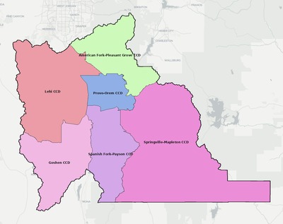 Utah County UT townships and subdivisions map
