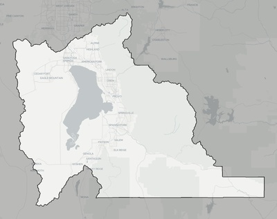 Utah County UT county basemap context