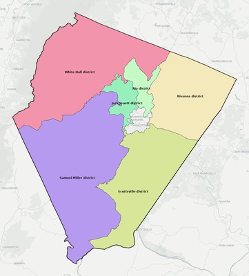Albemarle County VA townships and subdivisions map