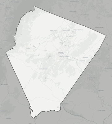 Albemarle County VA county basemap context
