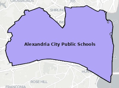 Alexandria County VA school district boundaries map