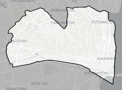 Alexandria County VA county basemap context