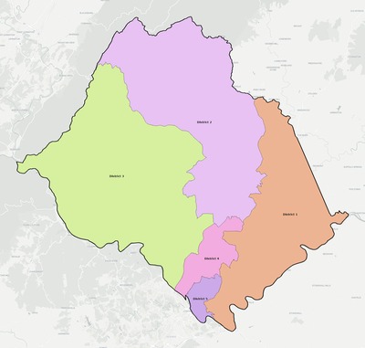 Amherst County VA townships and subdivisions map