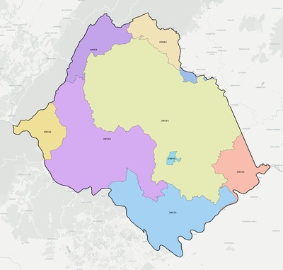 Amherst County VA ZIP code boundaries map