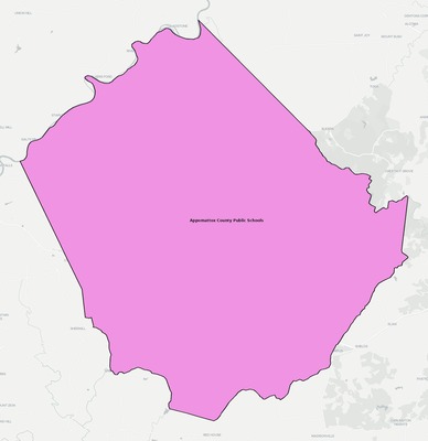 Appomattox County VA school district boundaries map