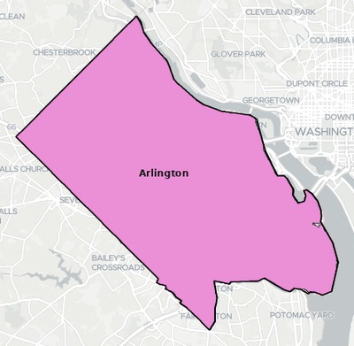 Arlington County VA townships and subdivisions map