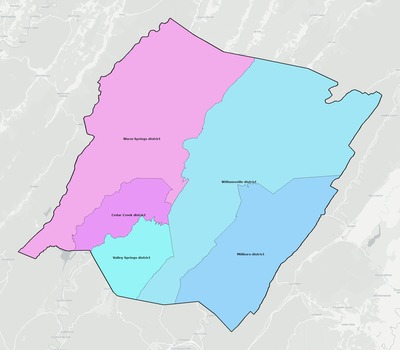 Bath County VA townships and subdivisions map