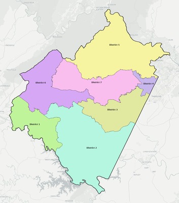 Bedford County VA townships and subdivisions map