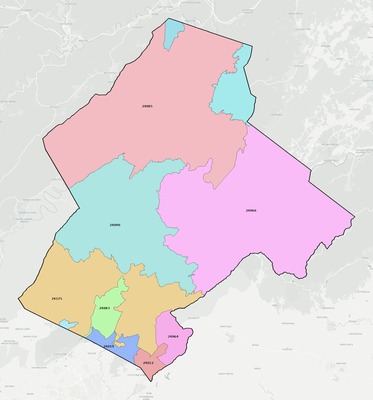 Botetourt County VA ZIP code boundaries map