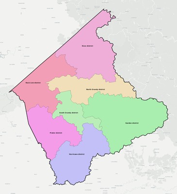 Buchanan County VA townships and subdivisions map