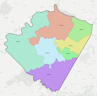 Buckingham County VA townships and subdivisions map