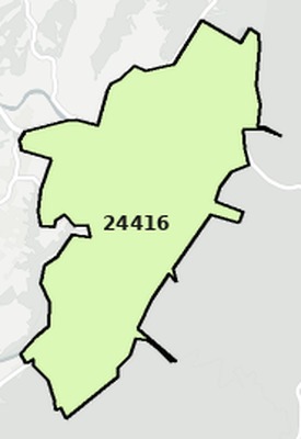 Buena Vista County VA ZIP code boundaries map