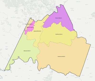 Campbell County VA townships and subdivisions map