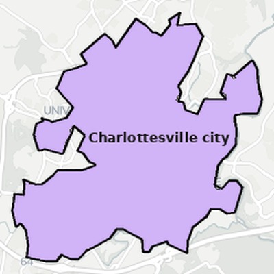 Charlottesville County VA townships and subdivisions map