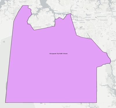 Chesapeake County VA school district boundaries map