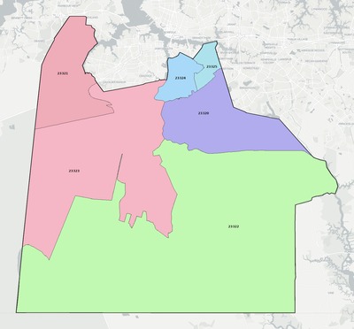 Chesapeake County VA ZIP code boundaries map