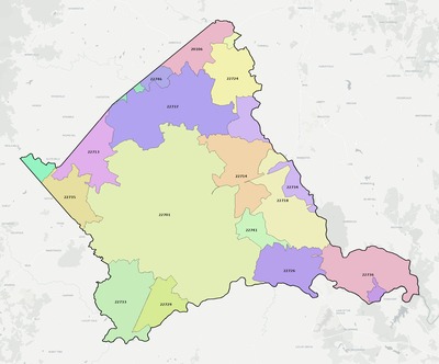Culpeper County VA ZIP code boundaries map