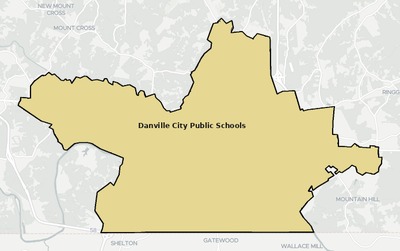 Danville County VA school district boundaries map