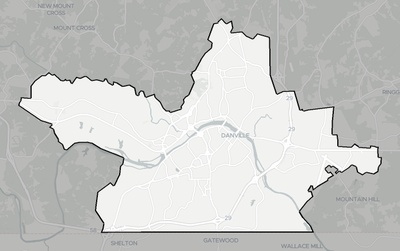 Danville County VA county basemap context