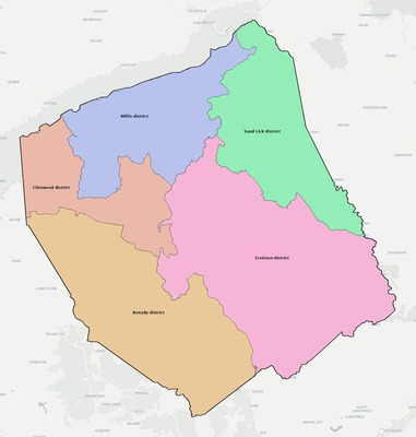Dickenson County VA townships and subdivisions map