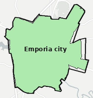 Emporia County VA townships and subdivisions map