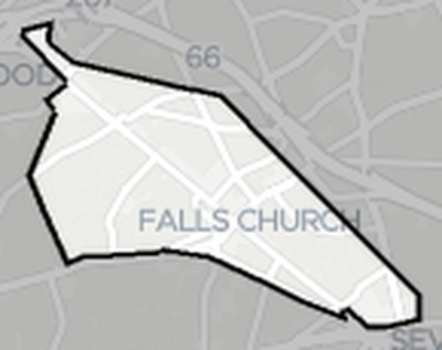 Falls Church County VA county basemap context